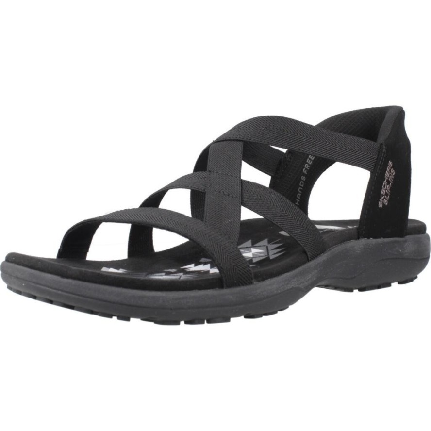 Sandały SKECHERS REGGAE SLIM STRETCH FLEX Czarny