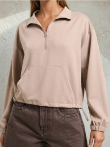 Miękka bluza z domieszką wiskozy - brązowy