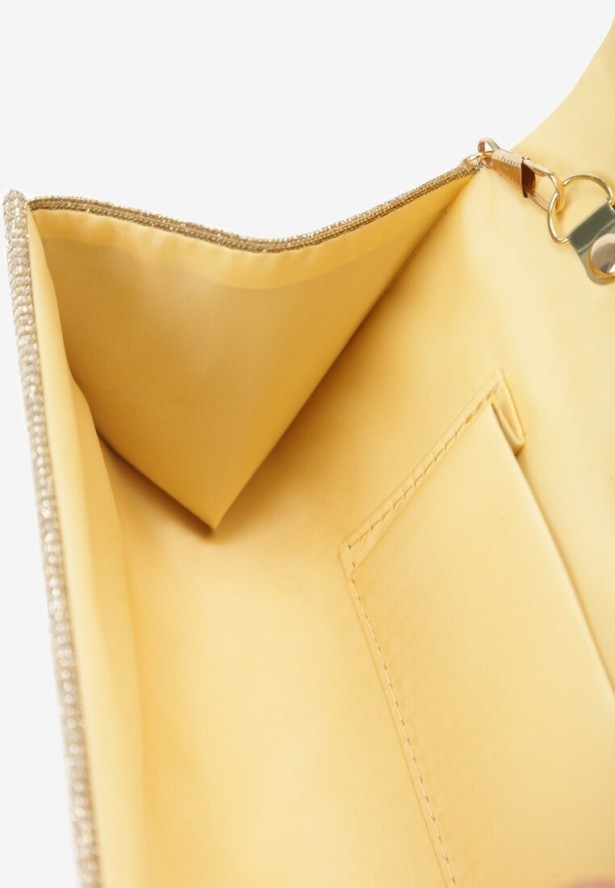 Złota Torebka Kopertówka z Metaliczną Nitką Sessle