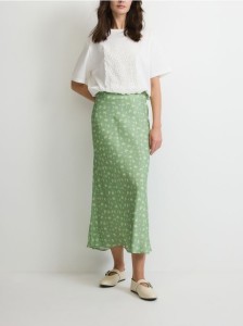 Spódnica midi z satynowym wykończeniem - jasnozielony
