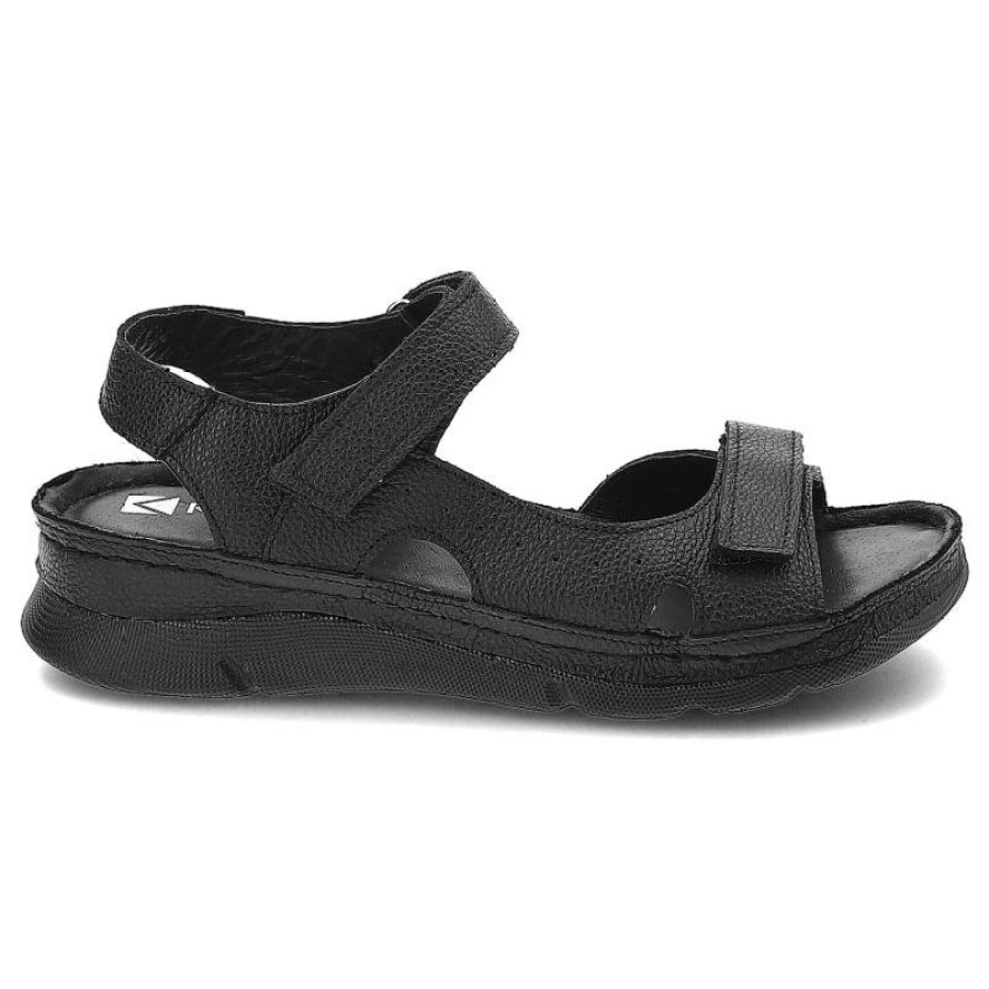Czarne Sandały Kampa Wygodne Skórzane Buty Na Lato
