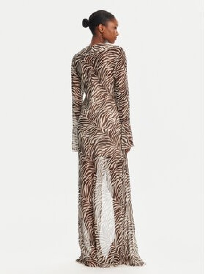 Haveone Sukienka wieczorowa AVS-N043 Brązowy Slim Fit