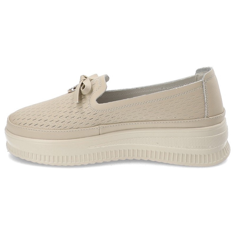 Beżowe Półbuty Damskie Venezia Stylowe Obuwie Damskie