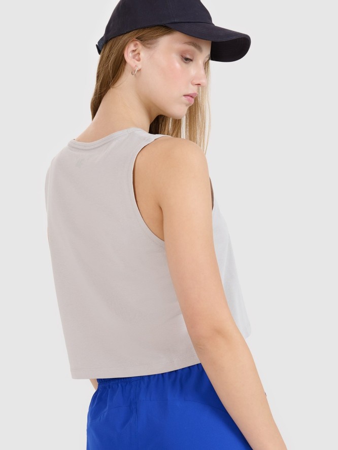 4F Top z nadrukiem damski - szary XS