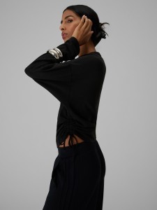 4F Longsleeve slim z marszczeniami damski - czarny XS