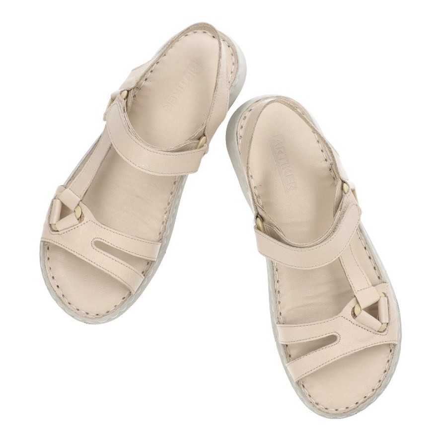 Beżowe Sandały Artiker Wygodne Obuwie Damskie Zapinane Na Rzep