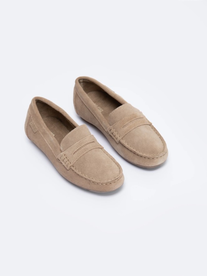 Mokasyny damskie zamszowe brązowe NN274572 803