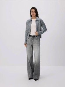 Kardigan z domieszką wełny - szary