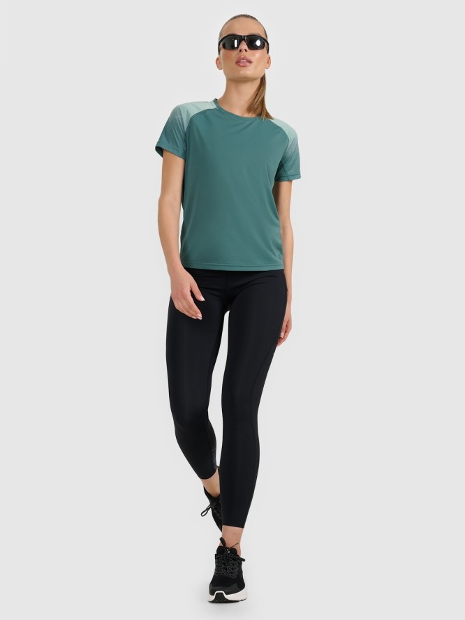 4F Koszulka do biegania w terenie szybkoschnąca damska - turkusowa L