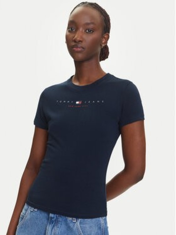 Tommy Jeans T-Shirt Linear DW0DW21422 Granatowy Slim Fit