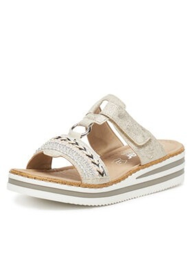 Rieker Klapki V02M6-60 Srebrny