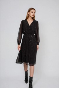 Sukienka z przezroczystymi rękawami czarna