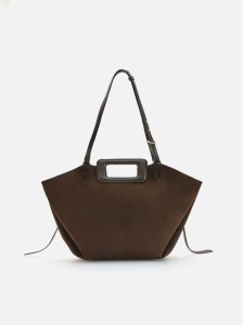 Torebka shopper z imitacji zamszu - ciemnobrązowy