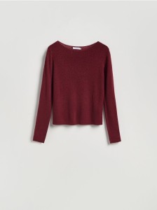 Sweter z błyszczącą aplikacją - bordowy