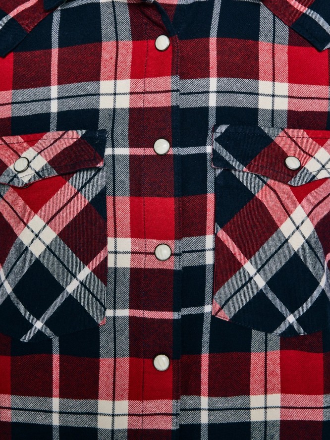 Koszula damska flanelowa z kratę czerwono-granatowa Hiri 603