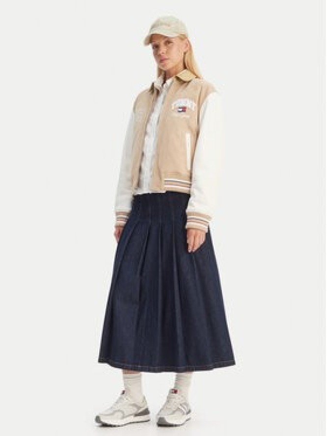 Tommy Jeans Kurtka skórzana Suede Varsity DW0DW22769 Beżowy Regular Fit