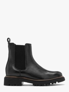 Czarne sztyblety na traktorowej podeszwie z kontrastowym otokiem