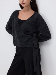 Sweter z wiązaniem - ciemnoszary
