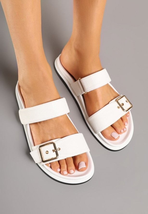 Białe Klapki z Dwoma Paskami Navolssa