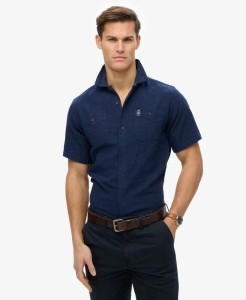 superdry Koszula krótkim rękawem The Merchant Store o fakturze – CLASSIC NAVY