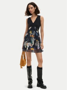 Desigual Sukienka letnia Uve 26SWVW47 Czarny Regular Fit