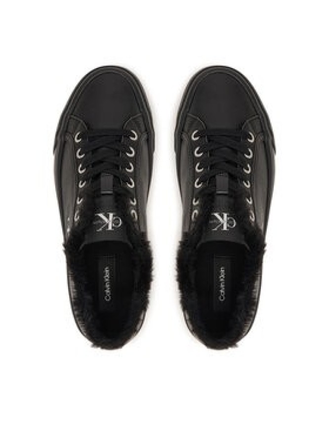 Calvin Klein Sneakersy Vulc Flatf Laceup Lth Fur HW0HW03235 Czarny
