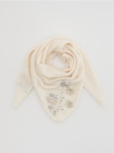 Szal z wełną - złamana biel