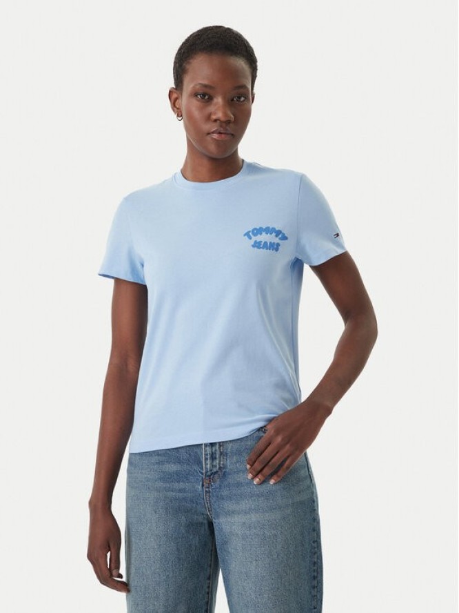 Tommy Jeans T-Shirt Bubble Logo DW0DW22310 Błękitny Regular Fit