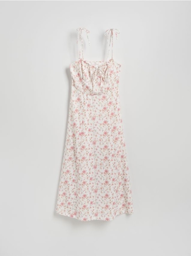 Wzorzysta sukienka midi - wielobarwny