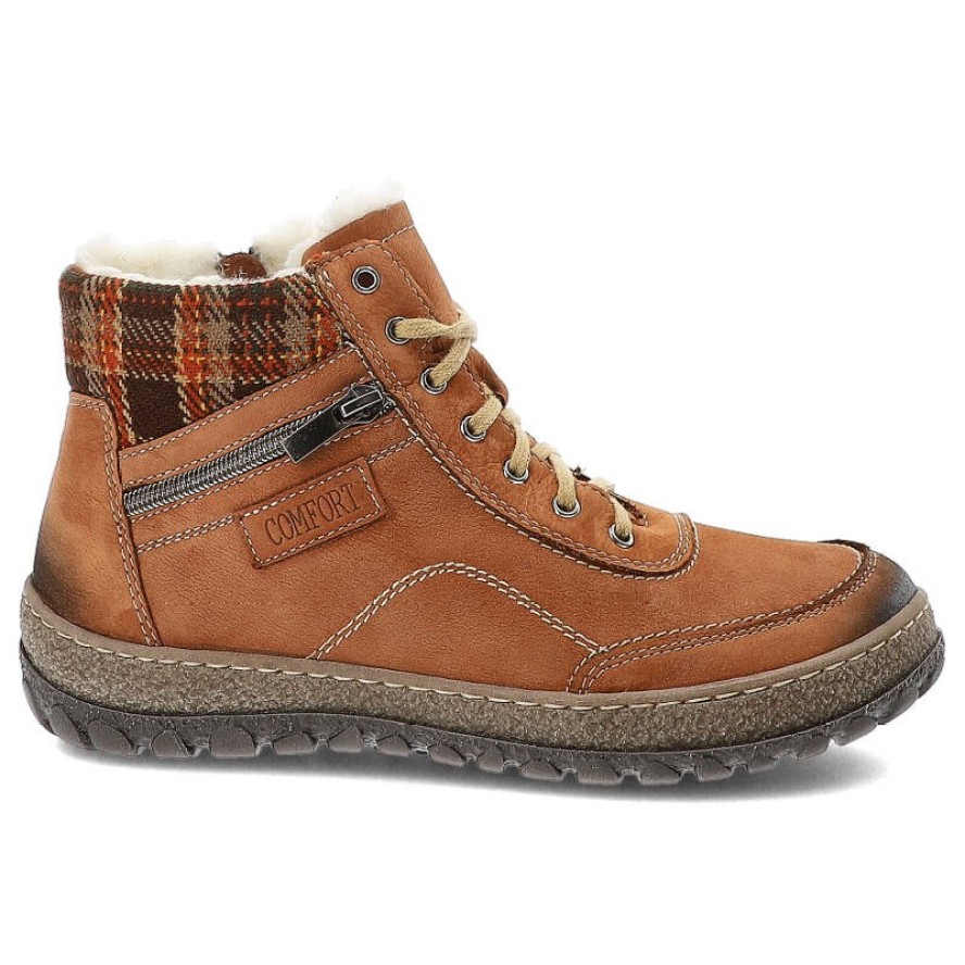 Brązowe Ocieplane Trzewiki Damskie Armodo