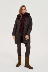 Kurtka z ocieplanym kapturem brązowa