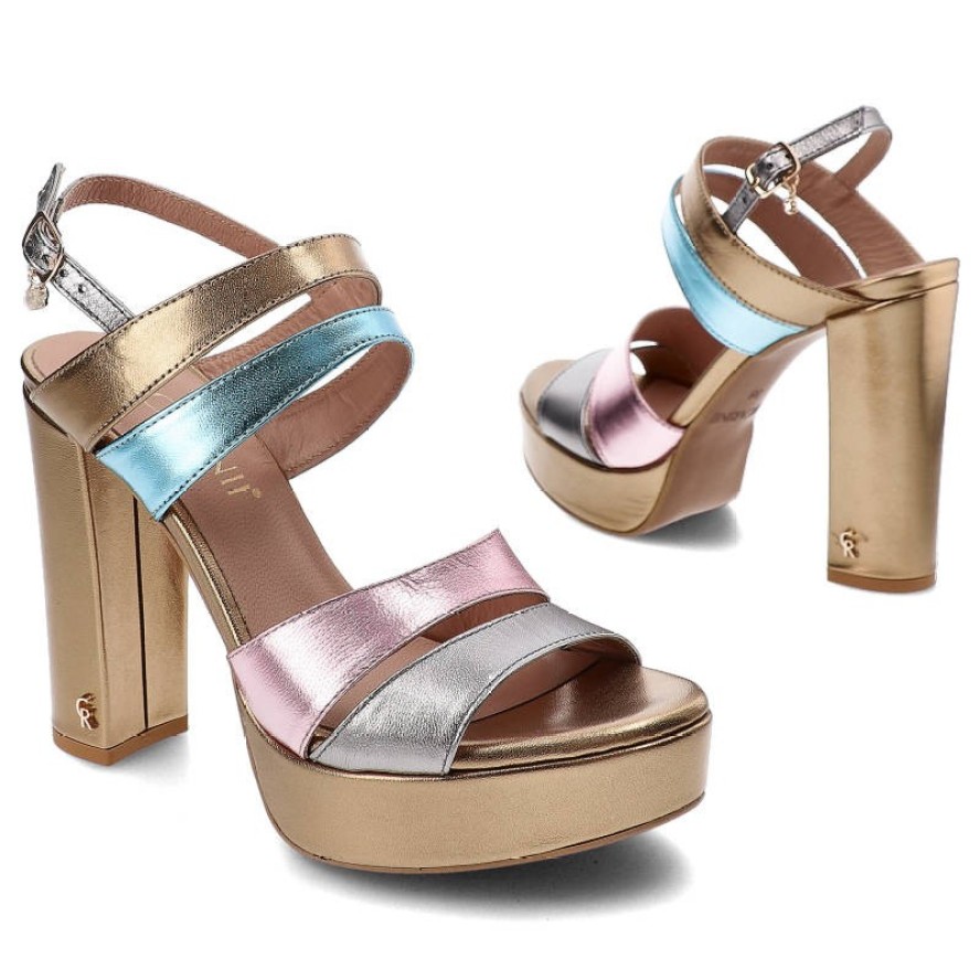 Złote Sandały Carinii Eleganckie Skórzane Buty