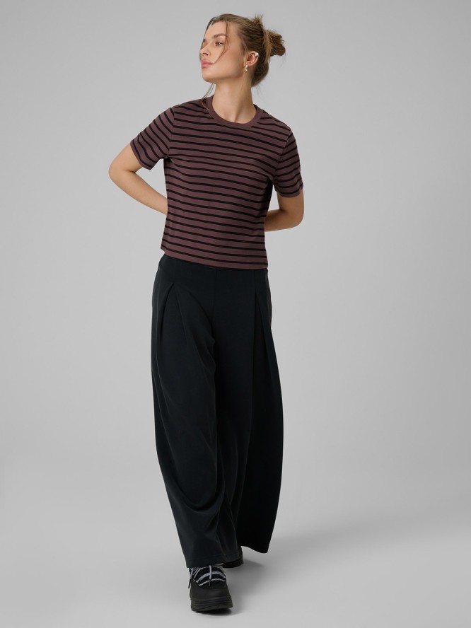 4F T-shirt regular gładki damski - brązowy XL