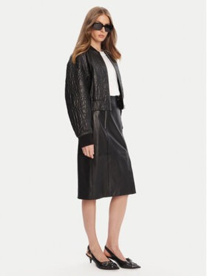 HUGO Kurtka skórzana Lesana 50542331 Czarny Relaxed Fit