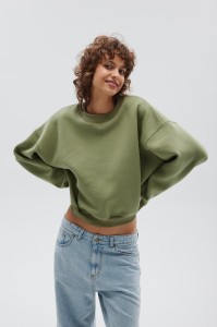 Bluza damska typu oversize w kolorze GREEN OIL - PINEY-UNI