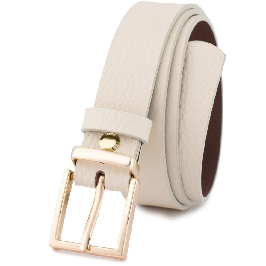 Pasek skórzany BELTIMORE r.100-115 cm O09 beżowy