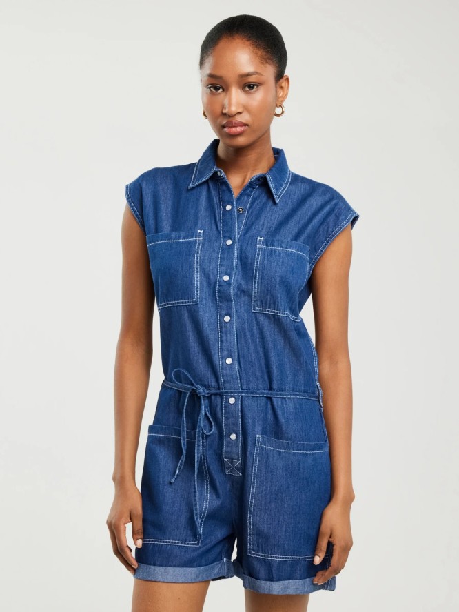 Kombinezon damski jeansowy niebieski Shea 465