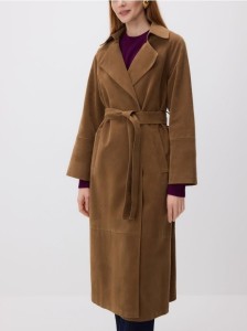 Trencz z imitacji zamszu - brązowy