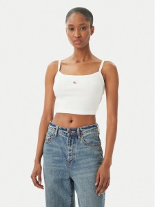 Calvin Klein Jeans Top LV047F221G Biały Slim Fit