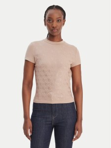 Guess T-Shirt W4BI26 J1314 Beżowy Regular Fit
