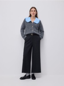 Spodnie culotte z paskiem - czarny