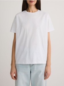 T-shirt regular z merceryzowanej bawełny - biały