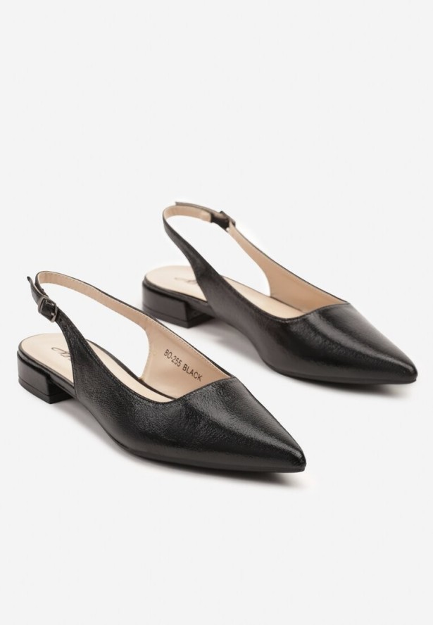 Czarne Sandały Typu Slingback ze Szpiczastym Noskiem Pilliane