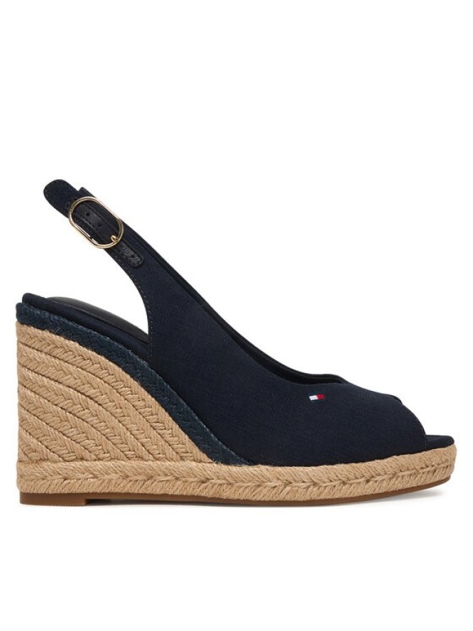 Tommy Hilfiger Espadryle Flag High Wedge Espad Slingback FW0FW09343 Granatowy