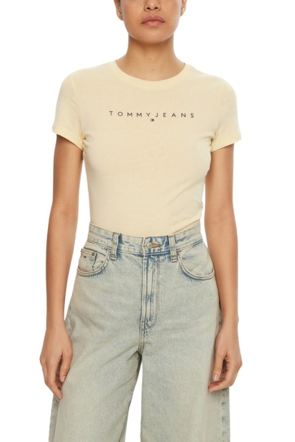 TOMMY JEANS Żółty t-shirt damski, Rozmiar L