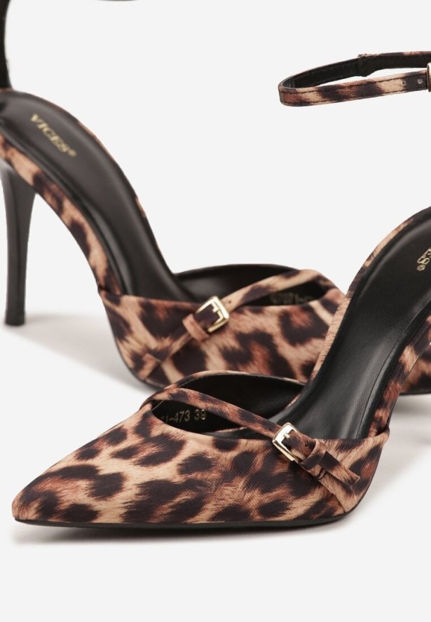 Panterkowe Szpilki Vices Zdobione Paskiem z Klamerką Tilamea