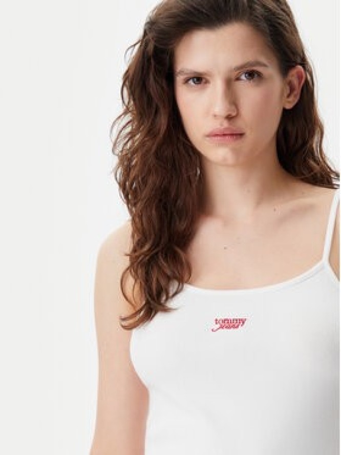 Tommy Jeans Sukienka letnia Script DW0DW20330 Beżowy Slim Fit