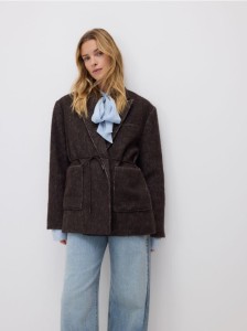 Marynarka z wełną - ciemnobrązowy