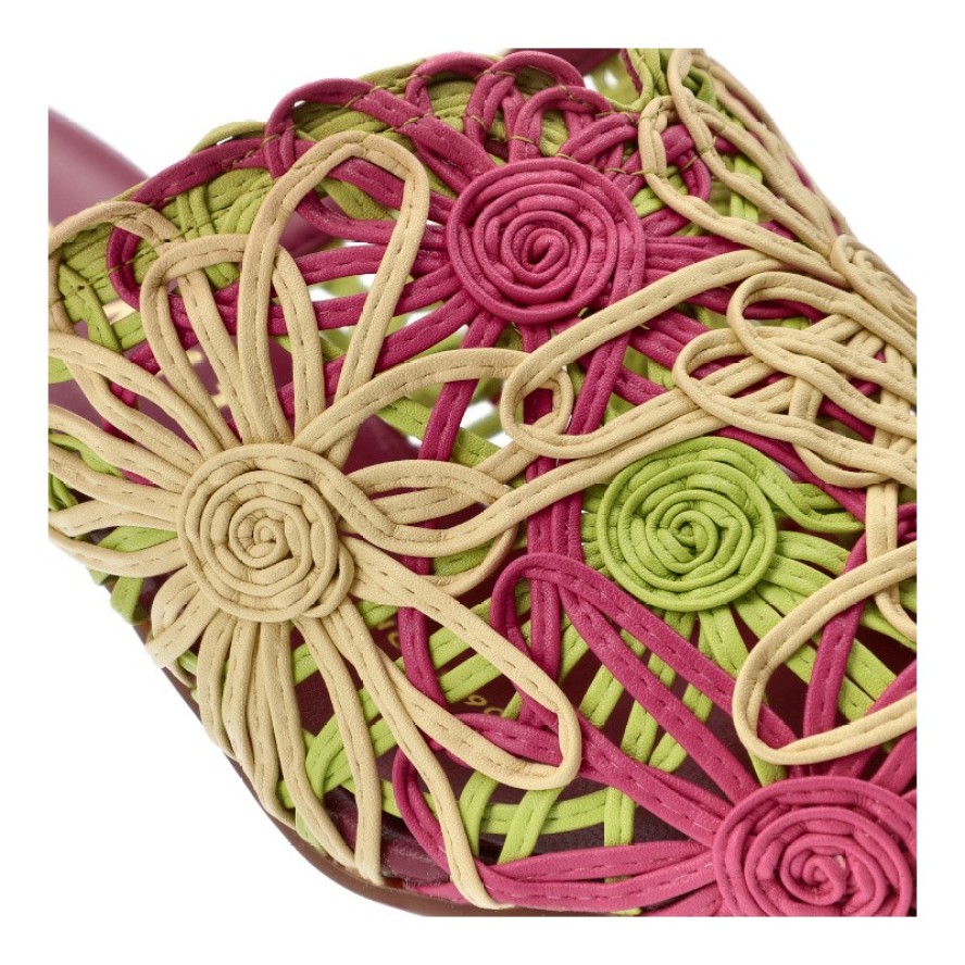 Sandały damskie Hispanitas, cholewka z materiału dekoracyjne plecione aplikacje odkryta pięta stabilny obcas zapewniający wygodę podczas chodzenia, k