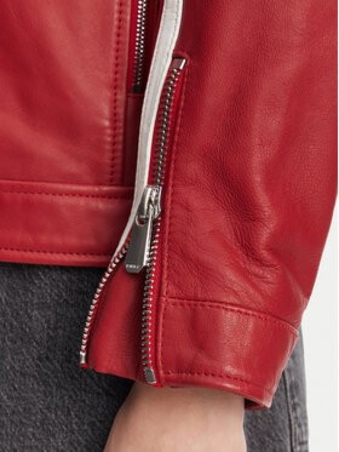 PINKO Kurtka skórzana 105296 Bordowy Regular Fit